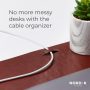 Nordik Leather Desk Mat - Whiskey Brown - Cable Organizer - Premium Mouse Mat & Desk Pad Protector - 35 X 17 Inch - Felt Vegan Leather - Large Office Mouse Pad & Blotter - Image 3