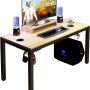 sogesfurniture Gaming Computer Desk, 47 inches Desk Gaming Table Workstation Desk with Display Stand and Cable Management and Headphone Holder, Teak BHUS-AC14BB - Image 6
