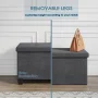 Storagebud Ottoman Storage Bench, Linen 30" Storage Ottoman Bench, Gray - Image 2