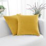 HWY 50 Yellow Decorative Throw Pillows Covers Set, for Couch Living Room Bedroom Indoor 22 x 22 inch, Soft Cozy Velvet, Solid Decor Square Throw Pillow Case Cushion Cover, Pack of 2 - Image 3
