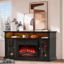SESSLIFE Fireplace TV Stand for 65 Inch TV, LED TV Console with 23''Electric Fireplace, Entertainment Center Television Table for Living Room or Bedroom, Black - Image 2