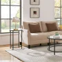 Renwick Round Metal and Glass Top Accent Table, Black - Image 2