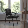 Flash Furniture Haeger Adult LeatherSoft Tufted Executive Reception Chair with Padded Armrests, Black LeatherSoft Upholstery, Black Frame - Image 2