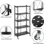 5 Tier Storage Shelves with Wheels 27.9''x 13.4'' x 62.5'' Collapsible Kitchen Rolling Cart, Metal Garage Shelving, Foldable Shelf with Wheels,Storage Rack on Wheel, Foldable Shelf Unit - Image 4