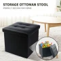LotFancy 13 in Faux Leather Storage Ottoman Cube,Square Foot Stool Ottoman with Storage,Black - Image 6