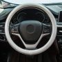 New Diamond Leather Steering Wheel Cover with Bling Bling Crystal Rhinestones, Universal Fit 15 Inch Car Wheel Protector for Women Girls Silver - Image 2