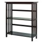 34 in. Espresso Wood 3-shelf Etagere Bookcase with Open Back, Espresso, 34 in. - Image 1