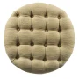 Tan and Cream Tweed Round Button Tufted Storage Ottoman - Image 3