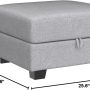 HONBAY Square Ottoman Module for Modular Sofa Couch, Square Ottoman with Storage for Sectional Modular Couch, Grey - Image 3