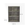 31.5 in. French Oak Gray Wood 3-shelf Standard Bookcase with Storage - Image 2
