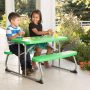 35.4 in. Green Rectangle Steel and Resin Kids Picnic Table Seats 4 - Image 6