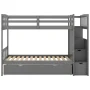 Gray Twin Over Full/Twin Convertible Bunk Bed with Storage Shelves and Drawers - Image 6