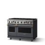 Viking - 48 in. Wide 8 Burner Pro 5 Series 6.1 Cu. Ft. Freestanding LP Gas Convection Range - Cast Black w. Brushed Brass - Cast Black - Image 2