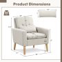 Comfy Modern Accent Chair with Lumbar Pillow and Natural Rubber Wood Legs - Beige - Image 3