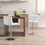 Armless PU Leather Bar Stool with Adjustable Height and Swivel Seat - White - Image 2