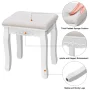 Gymax Bedroom Tri Folding Mirror Vanity Makeup Table Stool Set White - Image 6