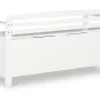 Linon Lenly Ladderback Entryway Storage Bench in White Painted Wood - Image 5