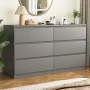Resenkos Modern Mid Century 6 Drawer Wide Dressers Chests for Bedroom, Chest of Drawer Organizer Grey - Image 3