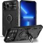 HSCC666 Case for iPhone 13 with Camera Cover & Kickstand, CamShield Armor Shockproof Impact-Resistant Case Protection Cover Built-in 360° Rotate Ring Stand (Black) - Image 4