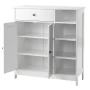 Zimtown Wooden 2-Door Bathroom Cabinet Storage Organizer with 2 Shelves& 1 Drawer & Three-layer Side Rack, White - Image 5