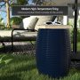 Dark Blue Ribbed Porcelain Ottoman - Image 2