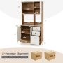 White 71 Inch Kitchen Pantry with 3 Storage Cabinet and 3 Deep Drawers - Image 4