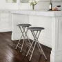Gray Steel Padded Seats Folding Bar Stools 24 in. Set of 2 - Image 1