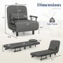 Gray 3-in-1 Convertible Sofa Bed with 5-Position Adjustable Backrest and Lumbar Pillow - Image 4