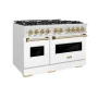 ZLINE - 48 in. Wide 8 Burner Autograph Classic Dual Fuel Freestanding Range with White and Bronze Accents - White - Image 3