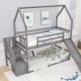 EUROCO Twin House Bunk Bed with Staircase for Kids Teens Bedroom, Solid Wood Bunk Bed with Storage, Gray - Image 6