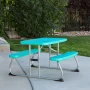 35.4 in. Aqua Blue Rectangle Steel and Resin Kids Picnic Table Seats 4 - Image 2