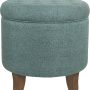 HomePop by Kinfine Fabric Upholstered Round Storage Ottoman - Button Tufted Ottoman with Removable Lid, Teal Woven - Image 6