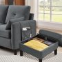Pingliang Home Convertible Sectional Sofa L Shaped Sofa in Dark Grey Fabric 3 Seat Couch with Reversible Storage Ottoman and Side Storage Pocket for Living Room Office Apartment Studio - Image 4