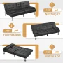 Homall Futon Sofa Bed Faux Leather Couch Modern Convertible Folding Recliner with 2 Cup Holders - Image 6