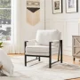 Alden Design Mid-Century Modern Accent Chair with Metal Frame, Ivory Boucle Fabric - Image 2
