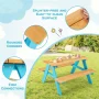 Blue Kids Picnic Table Kids Dining Table Set for 4 Wooden Bench Seats Backyard - Image 5
