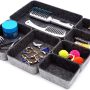 Welaxy Drawer organizers tray felt storage bin office Shallow Small Desk box Draw dividers stylish interior room decor 7-piece Back to School (Charcoal) - Image 4