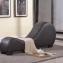 US Pride Furniture Faux Leather Yoga Stretch Relaxation Chaise - Chocolate - Image 1