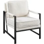 Alden Design Mid-Century Modern Accent Chair with Metal Frame, Ivory Boucle Fabric - Image 1