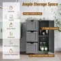Costway Bathroom Floor Cabinet Side Storage Cabinet with 3 Drawers and 1 Cupboard Black - Image 6