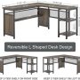FATORRI L Shaped Desk, Industrial Reversible Home Office Computer Desk with Wood Shelves, Corner Desks with Metal Legs (Walnut Brown, 59 Inch) - Image 3
