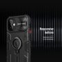 HSCC666 Case for iPhone 13 with Camera Cover & Kickstand, CamShield Armor Shockproof Impact-Resistant Case Protection Cover Built-in 360° Rotate Ring Stand (Black) - Image 2