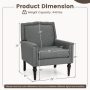 Mid-century Modern Armchair Linen Fabric Upholstered Accent Chair with Cushion - Image 3