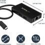 StarTech.com 3 Port USB C Hub with Ethernet - USB-C to 3X USB-A w/Power Adapter & Gigabit Ethernet - Thunderbolt 3 Compatible - USB C Network Adapter (HB30C3A1GE) - Image 3