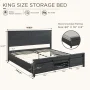 T4TREAM Farmhouse King Size Platform Bed Frame with Headboard and 3 Barn Door Storage Cabinets, No Box Spring Needed, Mattress Not Included,Black - Image 4