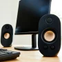 onn AC Powered Computer Speakers with Volume and Bass Controls, 7.32" Height - Image 2