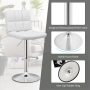 Armless PU Leather Bar Stool with Adjustable Height and Swivel Seat - White - Image 6