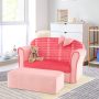 Ultra Soft Velvet Kids Sofa Chair Toddler Couch with Ottoman - Image 1