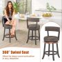 Set of 2 Counter Height Chairs with 360° Swivel Seat and Rubber Wood Frame (24 inches) - Image 6