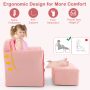 Ultra Soft Velvet Kids Sofa Chair Toddler Couch with Ottoman - Image 5